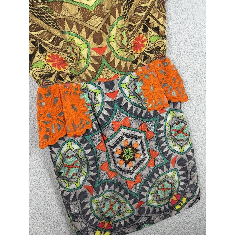 NWT Hemant Nandita Sunchart Dress Multicolor Peplum 6 Sheath Dress Anthropologie - Picture 5 of 10